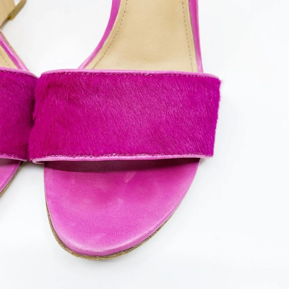 sigerson morrison • pink fuchsia haircalf tan dali lucite wedge heel sandals 9.5 - Picture 2 of 16